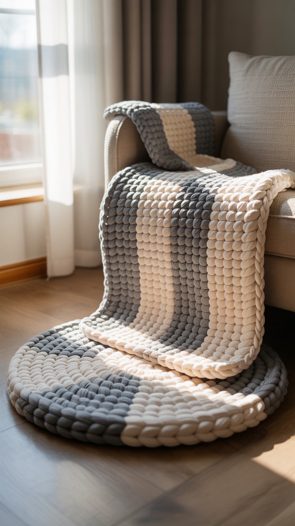 Color-Block Round Rug