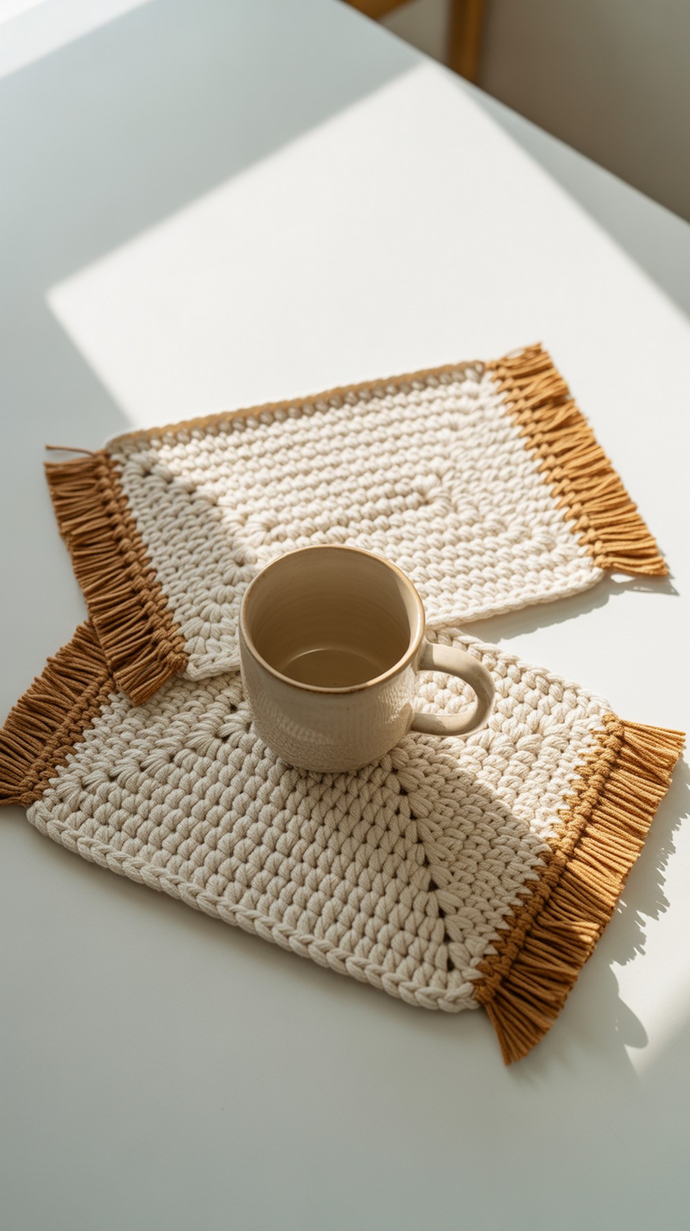 Fringe-Edge Mug Rug Coasters