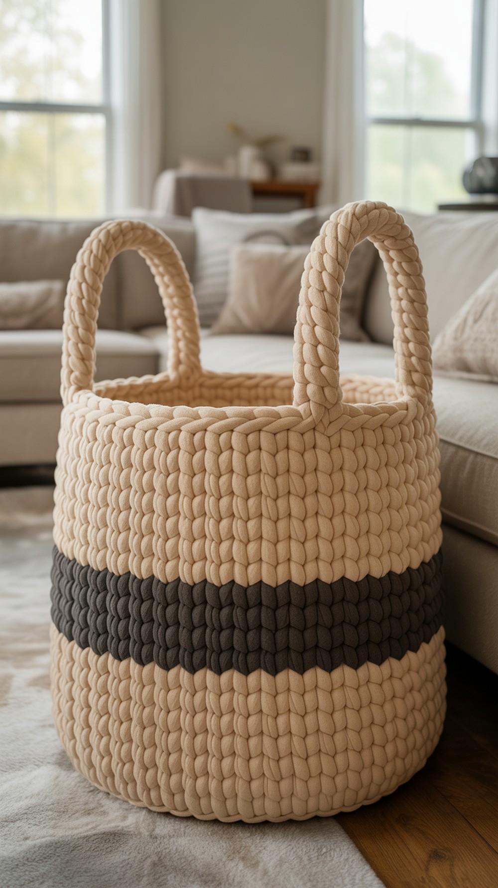 Jumbo Basket with Contrast Band